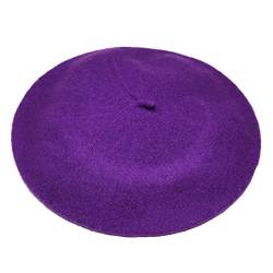 JOYHY Damen Solide Klassisch Französisch Stil Baskenmütze Mütze Hut Violett von JOYHY