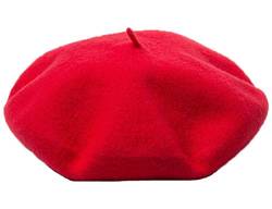 JOYHY Herren Unifarbe Wolle Künstler Französischer Baskenmütze Barette Hut Rot von JOYHY