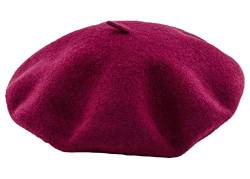 JOYHY Herren Unifarbe Wolle Künstler Französischer Baskenmütze Barette Hut Weinrot von JOYHY