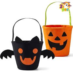 JOYIN Halloween-Fledermaus- und Kürbis-Süßigkeiten-Eimer-Set, wiederverwendbare Filz-Süßes-oder-Saures-Geschenktüten für Partygeschenke für Kinder von JOYIN