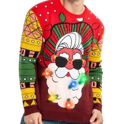 JOYIN Men's LED Light Up Christmas Holiday Ugly Sweater mit eingebauten Glühbirnen (Small, Red Santa) von JOYIN