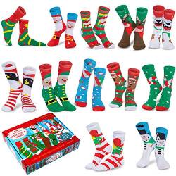 Joyin 12 Paar Weihnachtssocken Kuschelsocken Unisex Christmas Socks Lustige Weihnachtssocken Weihnachtsmotiv Weihnachten Festlicher Baumwolle Socken. von JOYIN