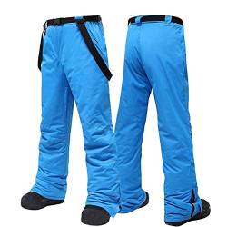 Herren Skihose Winter Warme Schneehose Lange Latzhose Plüsch Gefüttert Schneeanzüge Skihose Wasserdicht Atmungsaktive Snowboardhose Schneehose Mit Verstellbarer Trägern(Blau,3XL) von JOYISURE