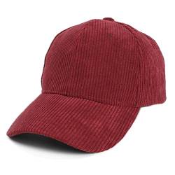 JOYISURE Baseball Cap Herren Damen Einfarbige Cord Baseballmütze Sommer Beiläufiger Schirmmütze Einstellbar Atmungsaktiv Baseballkappe UV-Schutz Baseball Kappe für Draussen,Sport und Reisen,Wein von JOYISURE