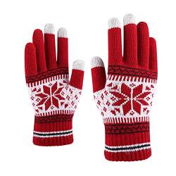 JOYISURE Weihnachtshandschuhe Herren Damen Warm Dünn Fingerhandschuhe Strickhandschuhe Gefüttert Kaschmir Warme Winterhandschuhe Leicht Sport Skihandschuhe Fahrradhandschuhe mit Fleece Gefüttert(rot) von JOYISURE