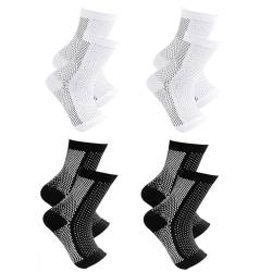 JOYOLA Orthopädische Kompressionssocken, 4 Paar Kompressionsstrümpfe, Fußkompressions-Knöchelstütze Neuropathische Nano-Socken Plantar Fasciitis Socken für Sport Fitness Laufen Radsport von JOYOLA