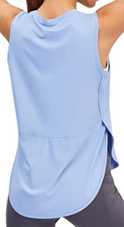 Ice Silk Workout Tank Tops für Frauen Cool-Dry Ärmellos Loose Fit Yoga Shirts Lange Athletic Tops für Frauen, Hell, blau, XX-Large von JOYSPELS