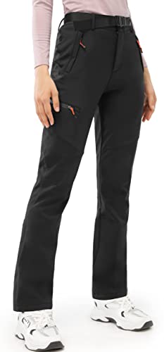 JOYSPELS Damen Skihose wasserdichte Softshellhose Winter Damen Wanderhose Outdoorhose, Schwarz, S von JOYSPELS