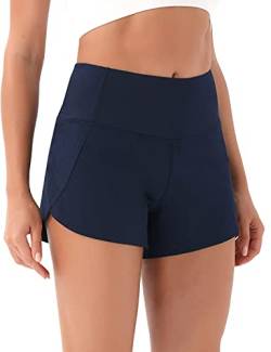 JOYSPELS Kurze Jogginghose Damen, Kurze Sporthose Damen Radlerhose Kurz Laufhose Shorts, Dunkelblau L von JOYSPELS