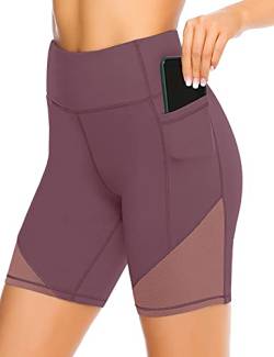 JOYSPELS Kurze Sporthose Damen, Radlerhose Damen Kurz Laufhose Leggings Sport Biker Running Yoga Fitness Shorts Rot L von JOYSPELS