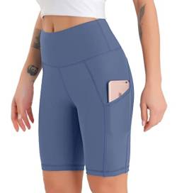 JOYSPELS Kurze Sporthose Radlerhose Damen High Waist Kurze Hose Leggings Laufhose Damen Kurz, Blau, S von JOYSPELS