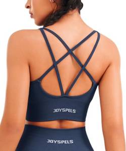 JOYSPELS Nahtloser Beauty-Rückensport-BH, mittlere Unterstützung, Yoga-Workout-Tops, Marineblau, Medium von JOYSPELS