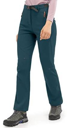 JOYSPELS Skihose Damen, Winddichte Gefütterte Softshellhose Damen Winter wasserdichte Wanderhose Blau, XL von JOYSPELS