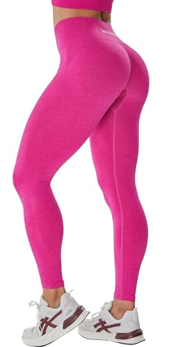 JOYSPELS Sport Leggings Damen, High Waist Sporthose Blickdicht Sportleggins Scrunch Butt Leggins Push Up Yogahose, Persischrot XL von JOYSPELS