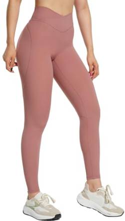 JOYSPELS Sport Leggings Damen Blickdicht Gym Sporthose Scrunch Leggins Push Up Laufhose Yogahose, Wüstenrot XL von JOYSPELS