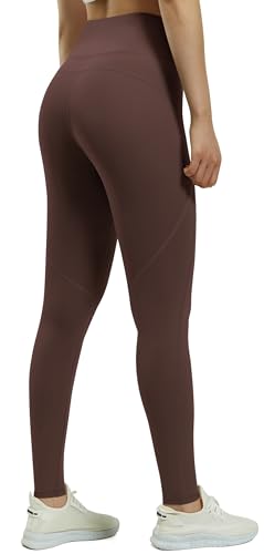 JOYSPELS Sport Leggings Damen High Waist Sporthose mit Tasche Yoga Leggins Blickdicht Sportleggins Yogahose Laufhose, Wildbraun, M von JOYSPELS