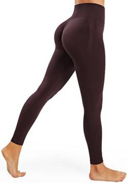 JOYSPELS Sport Leggings Damen Scrunch Butt, Sporthose Damen Lang Blickdicht Po Push Up Seamless Leggins Tights Cassis L von JOYSPELS