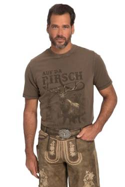 JP 1880 Herren, Tracht, Halbarm, Großer Print, Vintage Look, Brustprint, Rundhals T-Shirts, braungrau, XXL von JP 1880