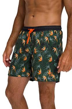 JP 1880 Herren Jay-PI Badeshorts, Beachwear, Elastikbund, floraler Print Badehose, dunkelgrün, XL von JP 1880