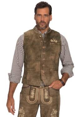 JP 1880 Herren große Größen Übergrößen Menswear L-8XL Weste, Ziegen Veloursleder, Tracht, Stehkragen moos 64 796703332-64 von JP 1880