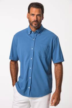 Große Größen Piqué-Hemd, Herren, blau, Größe: 4XL, Baumwolle, JP1880 von JP1880