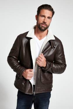 Große Größen Premium Lederjacke, Herren, braun, Größe: 4XL, Polyester/Leder, JP1880 von JP1880