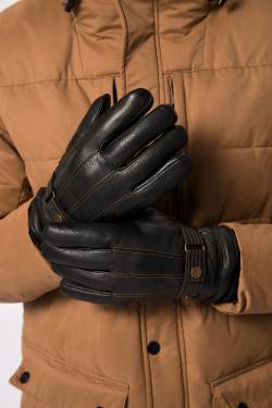 Leder-Handschuhe, Herren, schwarz, Größe: 10, Polyester/Leder, JP1880 von JP1880