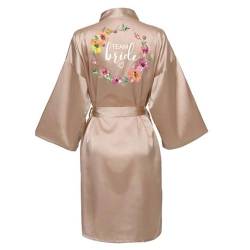 JPHCHSC Damen Brautjungfern Roben Kimono Badmantel Braut Morgenmantel Kimono Kurz Bademantel Satin Robe für Hochzeit Party Pool Party und Pajama Party von JPHCHSC