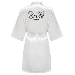 JPHCHSC Personalisierter Hochzeit Damen Braut Bademantel Morgenmantel, Weich und V-Ausschnitt Kimono Roben Kurz Roben 106 von JPHCHSC