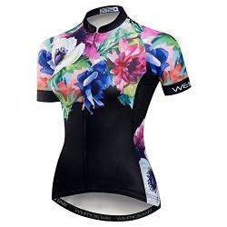 Damen-Fahrradtrikot, kurzärmelig, atmungsaktiv, mit Taschen, Blumenmotiv, a1, Groß von JPOJPO