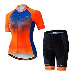 Damen-Radtrikot + Shorts, gepolsterte, kurzärmlige Fahrradbekleidung, Damen, A19, XL for Chest36.6-38.6",waist26-34" von JPOJPO