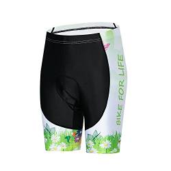 Fahrrad-Shorts für Damen, mit Gel gepolstert, MTB Fahrrad-Shorts, Mountainbike, Rennen, Hose, Sommer-Reithose - Grün - Mittel von JPOJPO