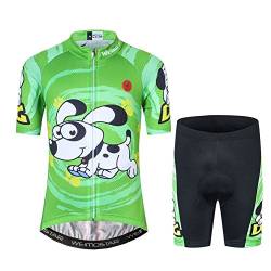 Fahrradtrikot für Kinder, kurzärmelig, Cartoon-Rennrad, Mountainbike, Trikot, Set/Top/Short für Mädchen und Jungen, atmungsaktiv, Grün , Groß von JPOJPO