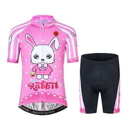 Fahrradtrikot für Kinder, kurzärmelig, Cartoon-Rennrad, Mountainbike, Trikot, Set/Top/Short für Mädchen und Jungen, atmungsaktiv, Pink, Groß von JPOJPO