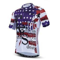 Herren Radtrikot Kurzarm Mountainbike Shirt MTB Top Reißverschlusstasche Reflektierender Totenkopf, Cf0387, XL von JPOJPO