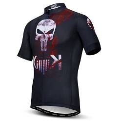 Herren Radtrikot Kurzarm Mountainbike Shirt MTB Top Reißverschlusstasche Reflektierender Totenkopf, a11, XX-Large von JPOJPO