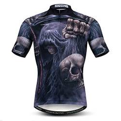 Herren Radtrikots Tops 3D Druck Radfahren Shirts Kurzarm Full Zipper Fahrradjacke Taschen, totenkopf, 3X-Groß von JPOJPO