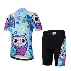 Kinder Radtrikot Set Kleidung Jungen Mädchen Shorts Pad Anzüge, Blauer Vogel, Mittel von JPOJPO