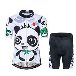 Radtrikot für Kinder, kurzärmelig, Cartoon-Rennrad-Trikot-Set/Top/Short für Mädchen und Jungen, atmungsaktiv, panda, M von JPOJPO