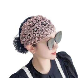 Blumen-Spitzen-Kopftuch für Damen, mit Perlen besetztes Blumen-Spitzen-Stirnband (E,One size) von JPSSJGYH
