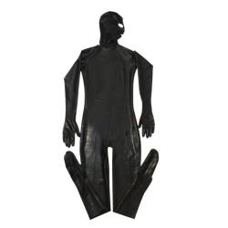 JPXJGT Men Wet Look Leather Catsuit Full Body Leotard Bodysuit Jumpsuit (Color:Black,Size:XXL) von JPXJGT