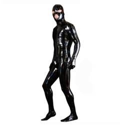 JPXJGT Men's Leather Full Body Sexy Latex Skinny Zip Jumpsuit Rubber(Color:Black,Size:5XL) von JPXJGT