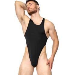 JPXJGT Mens Leotard Bodysuit Thong Sleeveless High Cut Thong Leotard Bodysuit One Piece Backless (Color:Black,Size:S) von JPXJGT