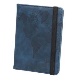 JPXWD Portemonnaie Unisex World Map Passporthalter Reisen Brieftasche Clipband Multi-Card-Elastik-Band-Ticket-Clip-Blau von JPXWD
