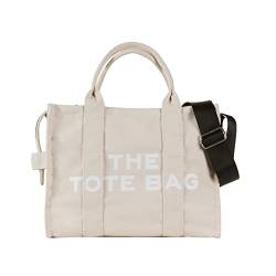 JQAliMOVV Canvas Tote Bag for Women - Travel Tote Bag Purse with Zipper Fashion Shoulder Crossbody Bag Handbag, B-beige, Medium von JQAliMOVV