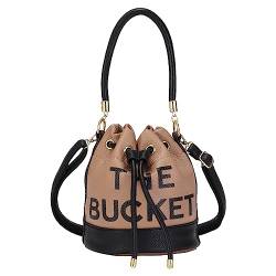 JQAliMOVV The Bucket Bags für Damen, Mini-Leder-Beuteltasche, Geldbörsen, Kordelzugverschluss, Crossbody-Handtaschen, Hobo-Tasche, B-khaki, 7.87*7.87*7.87 in von JQAliMOVV