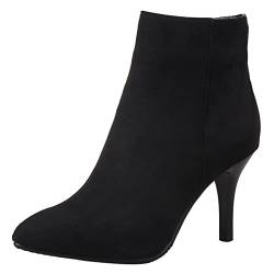 JR.catning Damen Kleid Stiefeletten Damen Stiletto Stiefeletten Damen Abend Stiefeletten Damen Pointed Toe Reißverschluss Stiefeletten Schwarz Gr 46 EU/48Cn von JR.catning