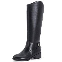 JR.catning Damen Reißverschluss Hohe Stiefel Damen Chunky Heel Riding Bots Damen Runde Zehen Winter Reitstiefel Schwarz Gr 40.5 EU/42Cn von JR.catning