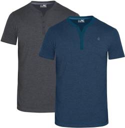 JRC 2er-Pack Herren-Henley-T-Shirts mit halben Ärmeln, leichte Henley-Oberteile für Fitnessstudio, Laufen und Freizeitausflüge (Holzkohle & Mitternacht, M) von JRC Just Royal Clothing