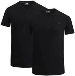 JRC 2er-Pack Herren-Henley-T-Shirts mit halben Ärmeln, leichte Henley-Oberteile für Fitnessstudio, Laufen und Freizeitausflüge (Schwarz, L) von JRC Just Royal Clothing